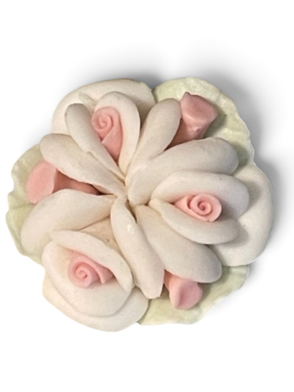 Vintage Handcrafted Polymer Clay Rose Bouquet Brooch